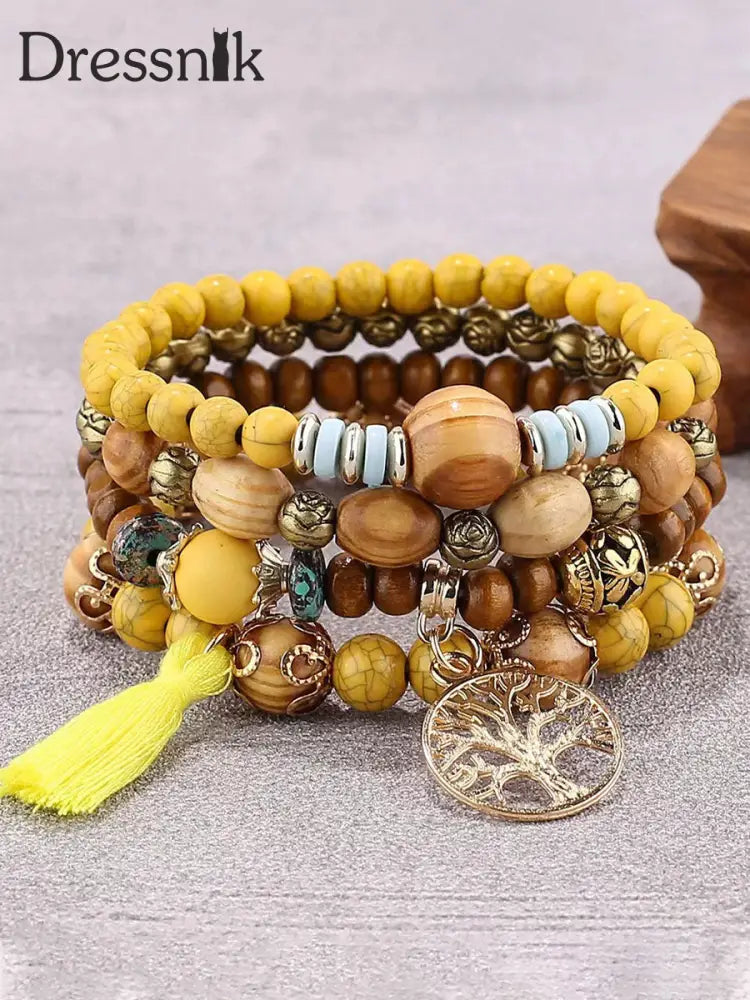 4-teilige Armband-Sets für Damen Gelb / EINS