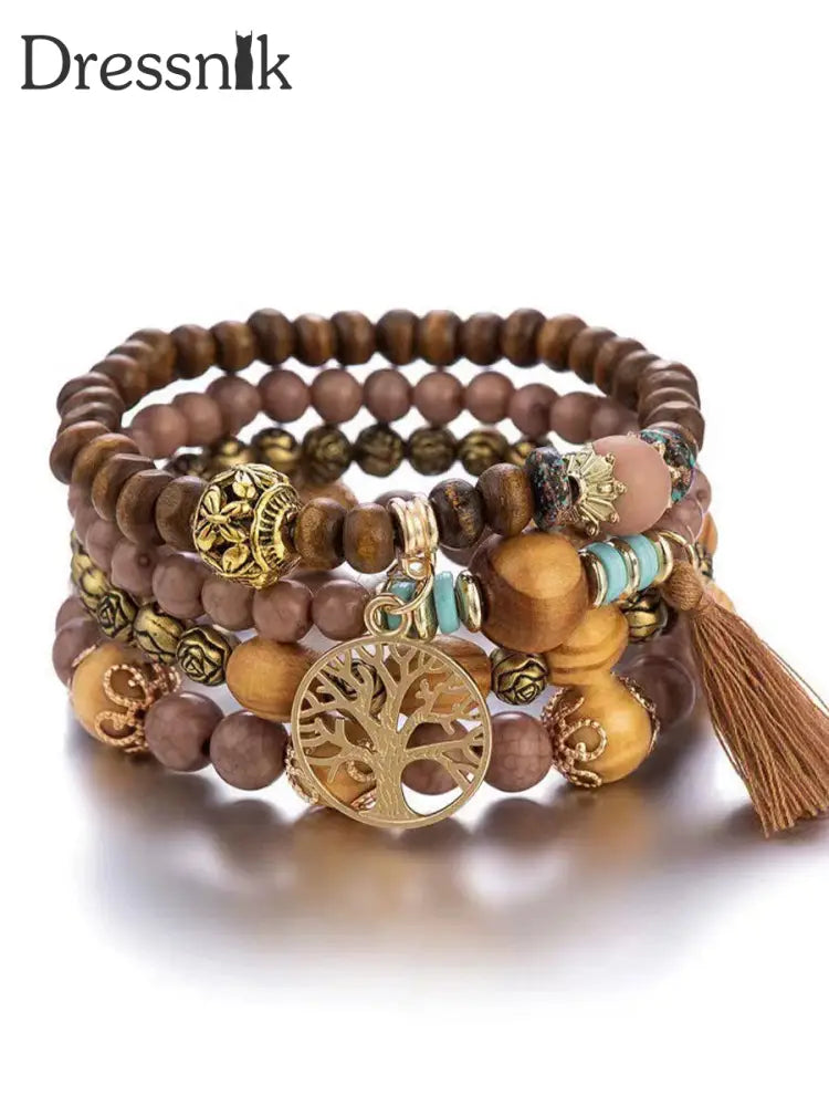 4-teilige Armband-Sets für Damen Kaffee / EINS