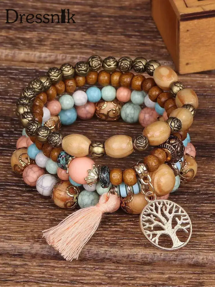 4-teilige Armband-Sets für Damen Rosa / EINS