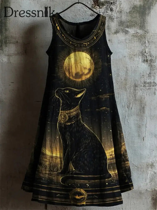 Bedrucktes Kleid der alten ägyptischen Zivilisation der Frauen Schwarz / S