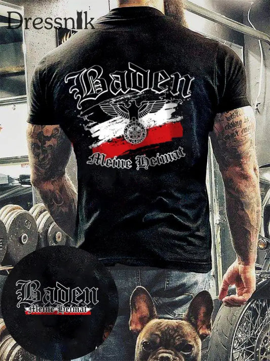 Bedrucktes Kurzarm-T-Shirt für Männer Baden Meine Heimat Schwarz / S