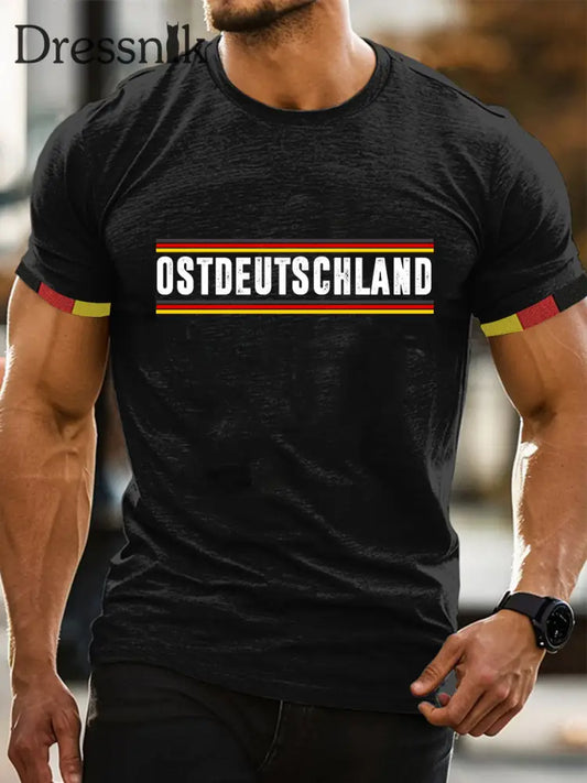 Bedrucktes Kurzarm-T-Shirt für Männer in Ost deutschland Schwarz / S