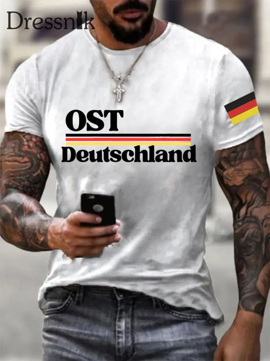 Bedrucktes Kurzarm-T-Shirt für Männer in Ost deutschland Weiß / S