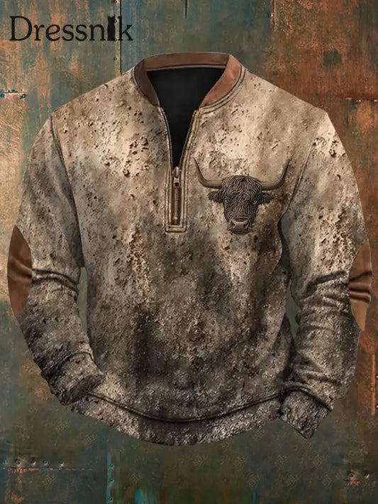 Casual Sweatshirt für Männer mit Western Highland Rindern bedruckt als bild / S