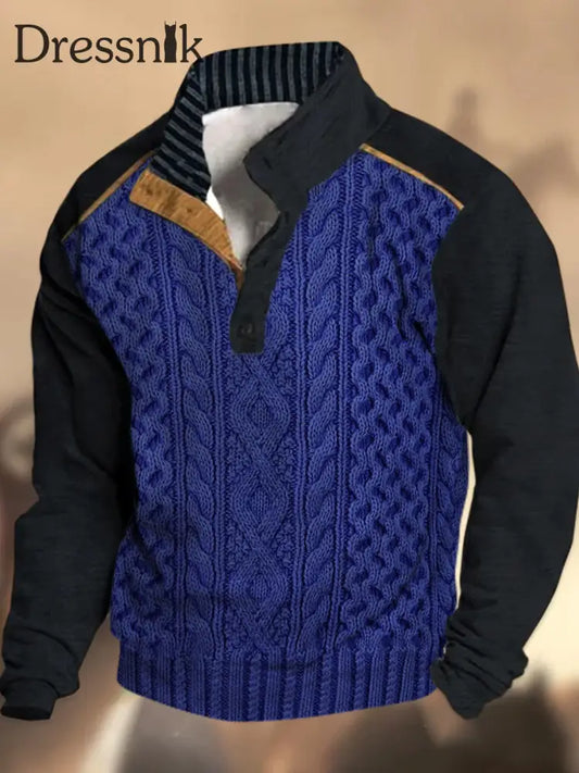 Cowboy-Textur-Muster gedruckt Western Village Jagd Logo Knopf V-Ausschnitt Outdoor Dickes Sweatshirt A / S