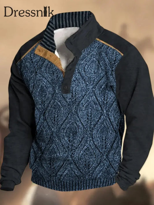 Cowboy-Textur-Muster gedruckt Western Village Jagd Logo Knopf V-Ausschnitt Outdoor Dickes Sweatshirt A / S