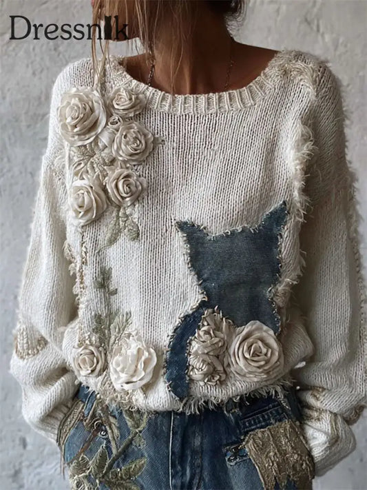 Damen-Katzen-Strick pullover als bild / S