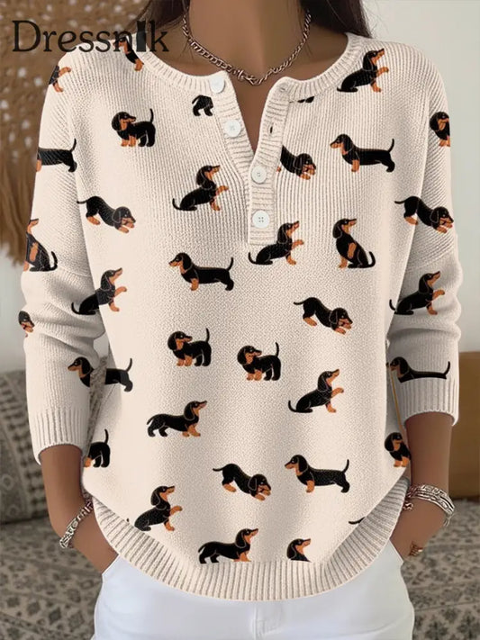 Damen-Strick oberteil mit Tier druck als bild / S