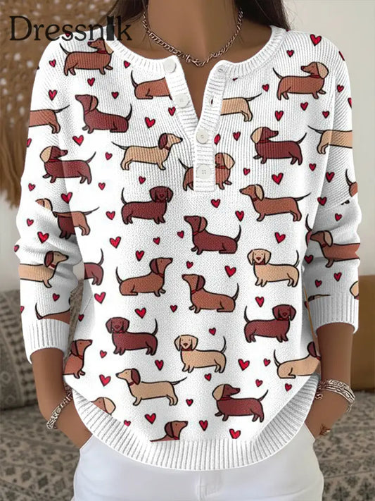 Damen-Strick oberteil mit Tier druck als bild / S