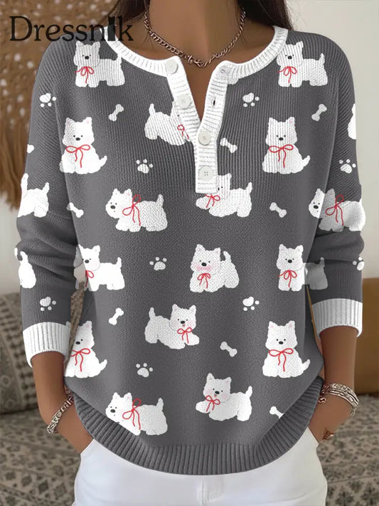 Damen-Strick oberteil mit Tier druck als bild / S