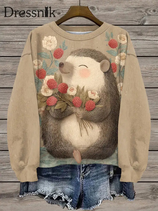 Damen Sweatshirt mit Igel druck als bild / S