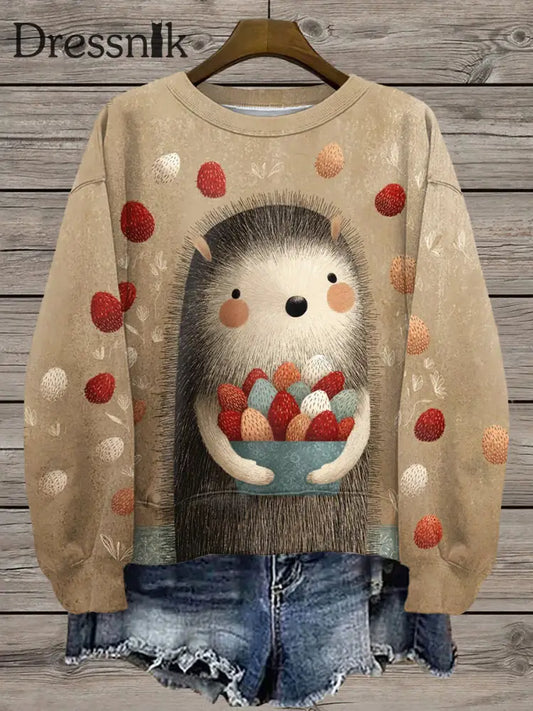 Damen Sweatshirt mit Igel druck als bild / S