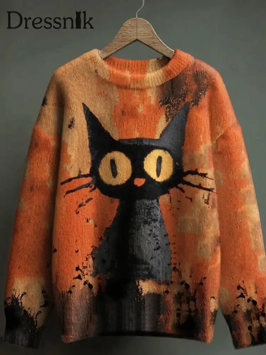 Damen Vintage Animal Print Komfort Casual Pullover A / S