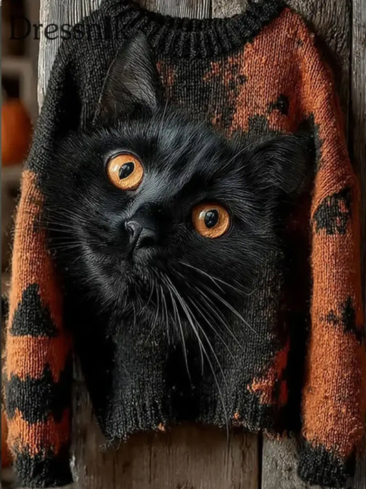 Damen Vintage Animal Print Komfort Casual Pullover A / S