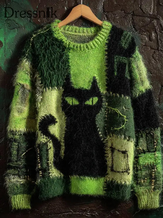 Damen Vintage Animal Print Komfort Casual Pullover A / S