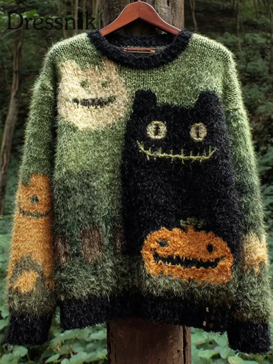 Damen Vintage Animal Print Komfort Casual Pullover A / S