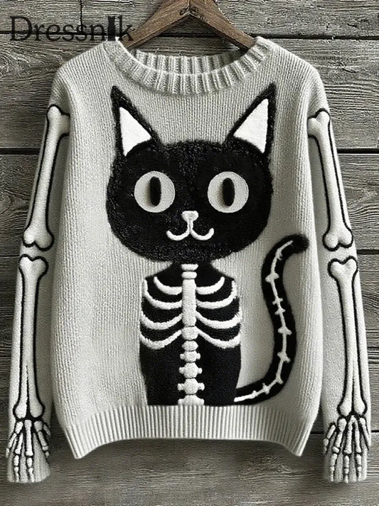 Damen Vintage Animal Print Komfort Casual Pullover A / S