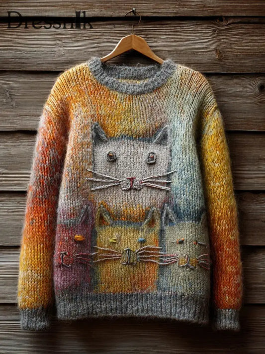 Damen Vintage Animal Print Komfort Casual Pullover A / S