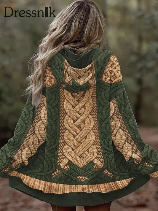 Damen Vintage Keltischer Knoten Gemütliche Kapuzen pullover Sweatshirt Grün / S