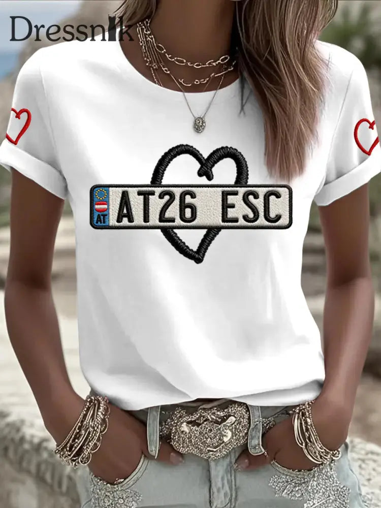 Damen Vintage Österreicher 2026 Song Contest Fan Casual T-Shirt mehrfarbig / S