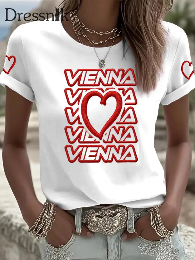 Damen Vintage Wien Gesangs wettbewerb lässig T-Shirt mehrfarbig / S