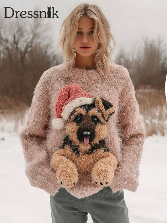 Damen-Weihnachtshund-Druck-Tops als bild / S