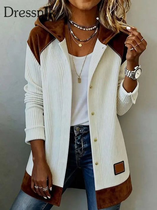 Damenmode Patchwork Design Vintage Strickjacke Weiß / S