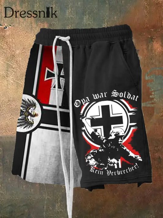 Der Opa der MĂ€nner ist ein Soldat kein krimineller bedruckter Freizeit shorts Schwarz / S