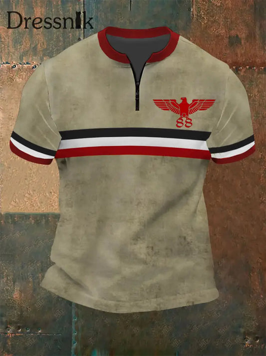 Deutscher Adler 88 bedrucktes Kurzarm-T-Shirt fĂŒr MĂ€nner Khaki / S