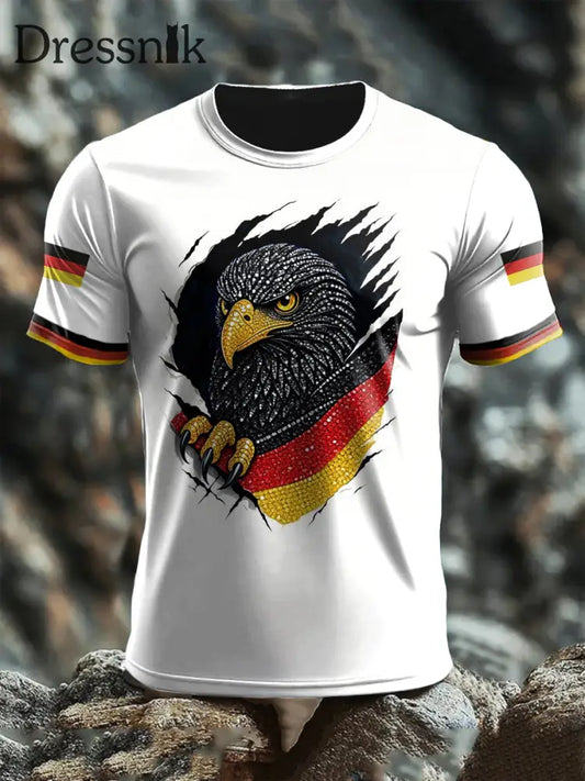 Deutsches Adler bedrucktes Kurzarm-T-Shirt für Männer Weiß / S