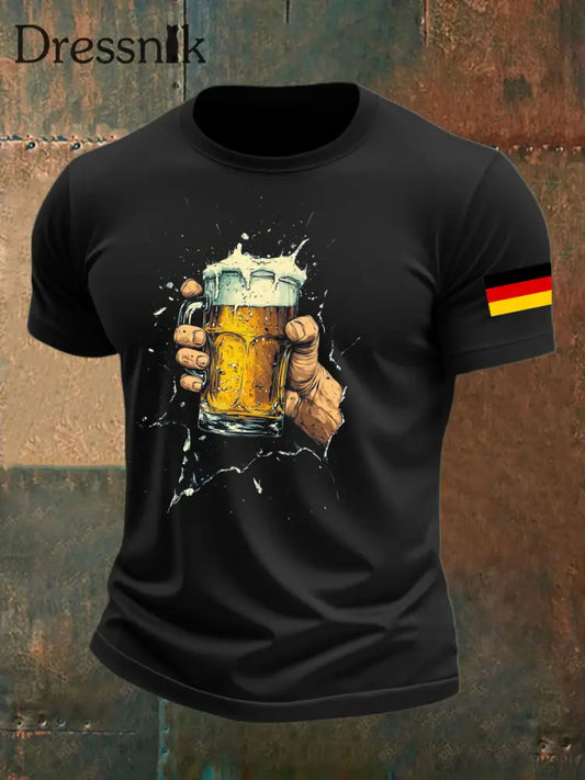 Deutsches Oktoberfest der Männer in München bedrucktes T-Shirt Schwarz / S