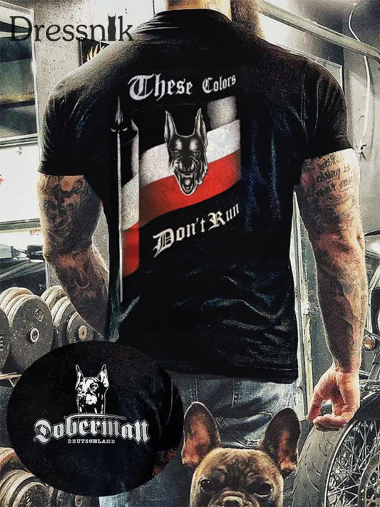 Deutschland Dobermann Bedrucktes Kurzarm-T-Shirt für Männer Schwarz / S