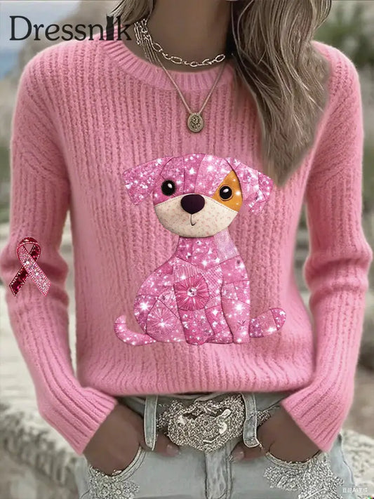 Frauen Brustkrebs Bewusstsein Rosa Band Langarm T Shirt Rosa / S