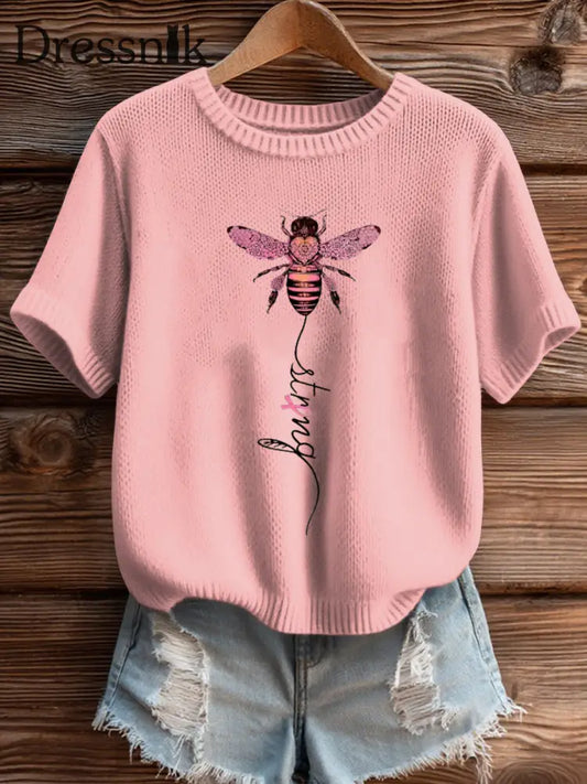 Frauen Brustkrebs Bewusstsein starkes Stricktop Hellrosa / S