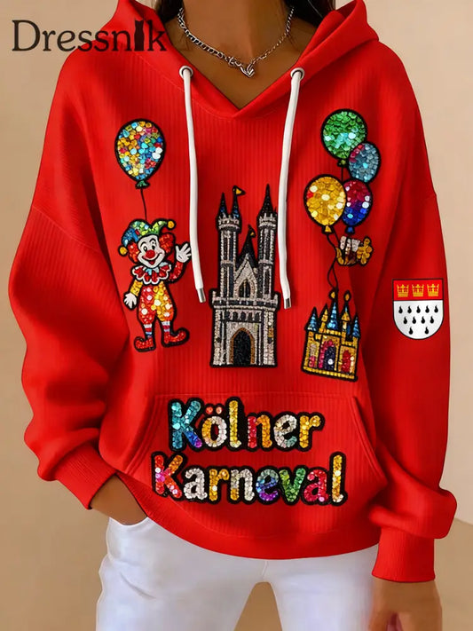 Frauen Kölner Karneval Hoodie Rot / S