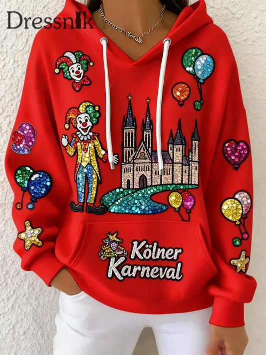 Frauen Kölner Karneval Hoodie Rot / S