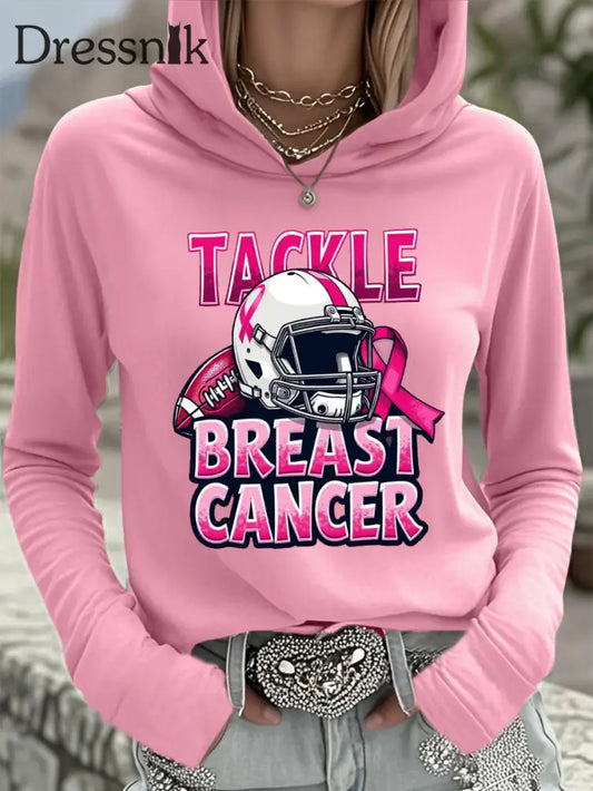 Frauen Tackle Brustkrebs Fußball Spiel mit Kapuze Top Rosa / S
