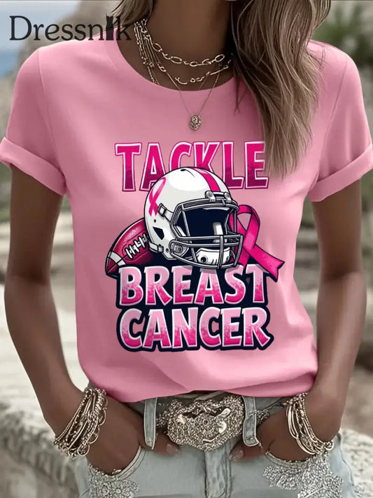 Frauen Tackle Brustkrebs Fußball Spieltag T-Shirt Rosa / S