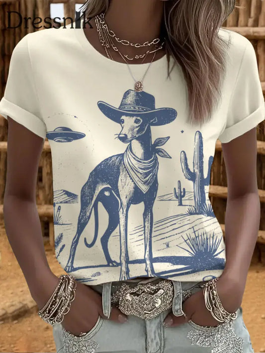 Frauen Western Greyhound T-Shirts Aprikose / S