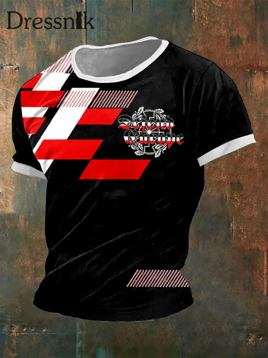 Gedrucktes Kurzarm-T-Shirt fĂŒr MĂ€nner Europa Schwarz / S