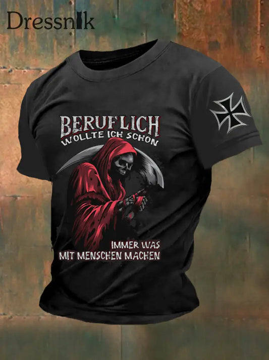 Herren Beruflich Wollte Ich Schon Immer War Mit Menschen Machen Bedrucktes Kurzarm T-Shirt Schwarz / S