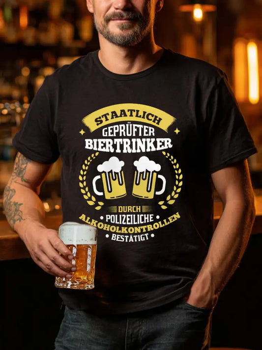 Herren Bier liebhaber Casual T-Shirt Schwarz / S
