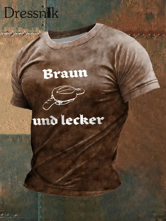 Herren Braun und Lecker bedrucktes Kurzarm-T-Shirt Braun / S