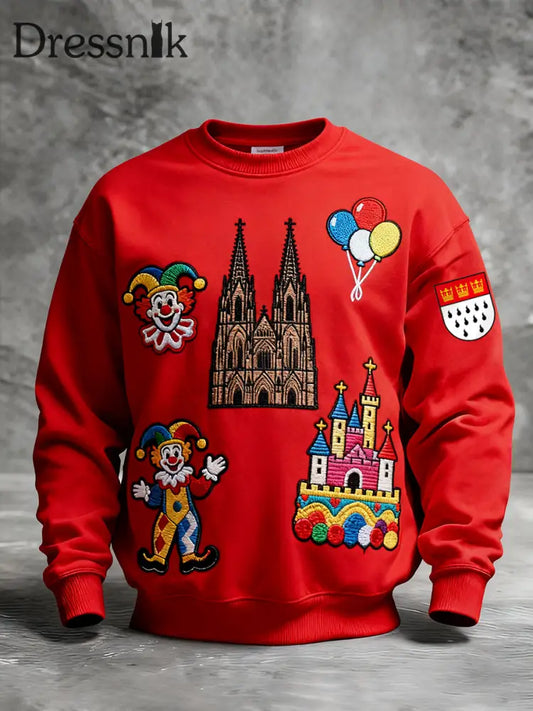 Herren Cologne Carnival Print Crew Neck Sweatshirt Rot / S
