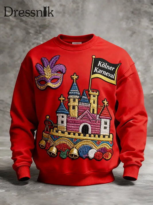 Herren Cologne Carnival Print Crew Neck Sweatshirt Rot / S