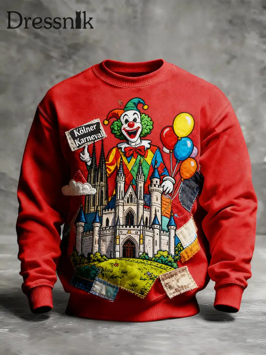 Herren Cologne Carnival Print Crew Neck Sweatshirt Rot / S