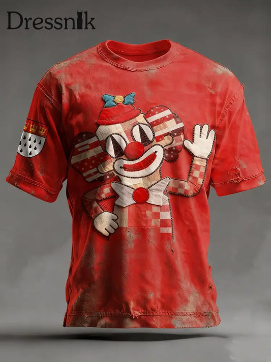 Herren Cologne Carnival Print Crew Neck T-Shirt Rot / S