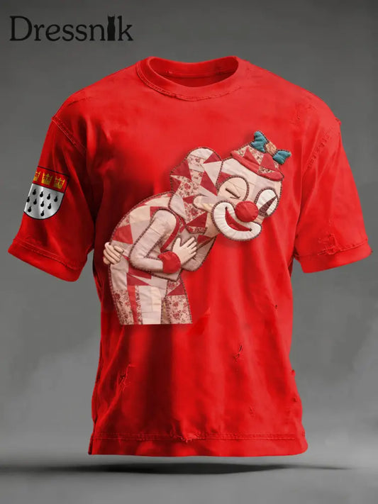 Herren Cologne Carnival Print Crew Neck T-Shirt Rot / S