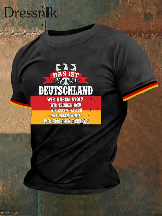 Herren Das Ist Deutschland Wir Haben Stolz Wir Trinken Bier Wir Essen Fleisch Kurzarm T-Shirt Schwarz / S