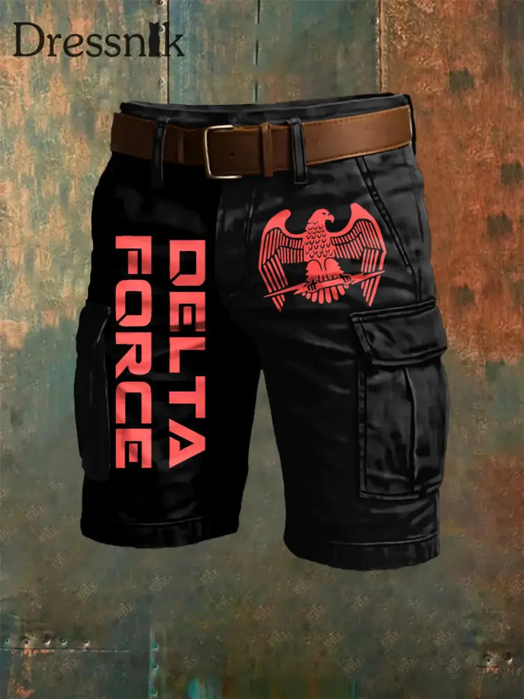 Herren Delat Force Kunstdruck Overalls Shorts Schwarz / S